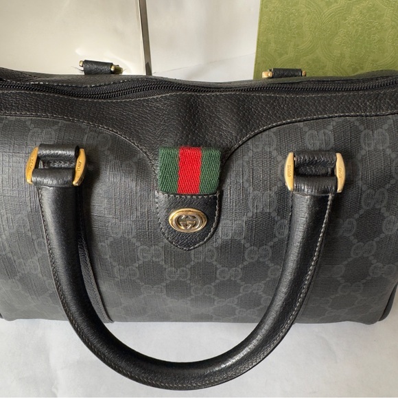 Vintage Gucci GG Canvas Small Boston with Sherry line Grey/Black - Picture 10 of 15